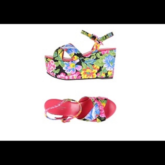 Massimo Lonardo Floral Silk Satin Platforn Sandals - Picture 3 of 10